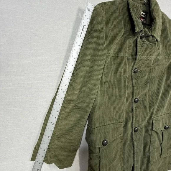 Vintage Sears Oakbrook Sportswear Corduroy Jacket Small Green Lined Flap Pockets